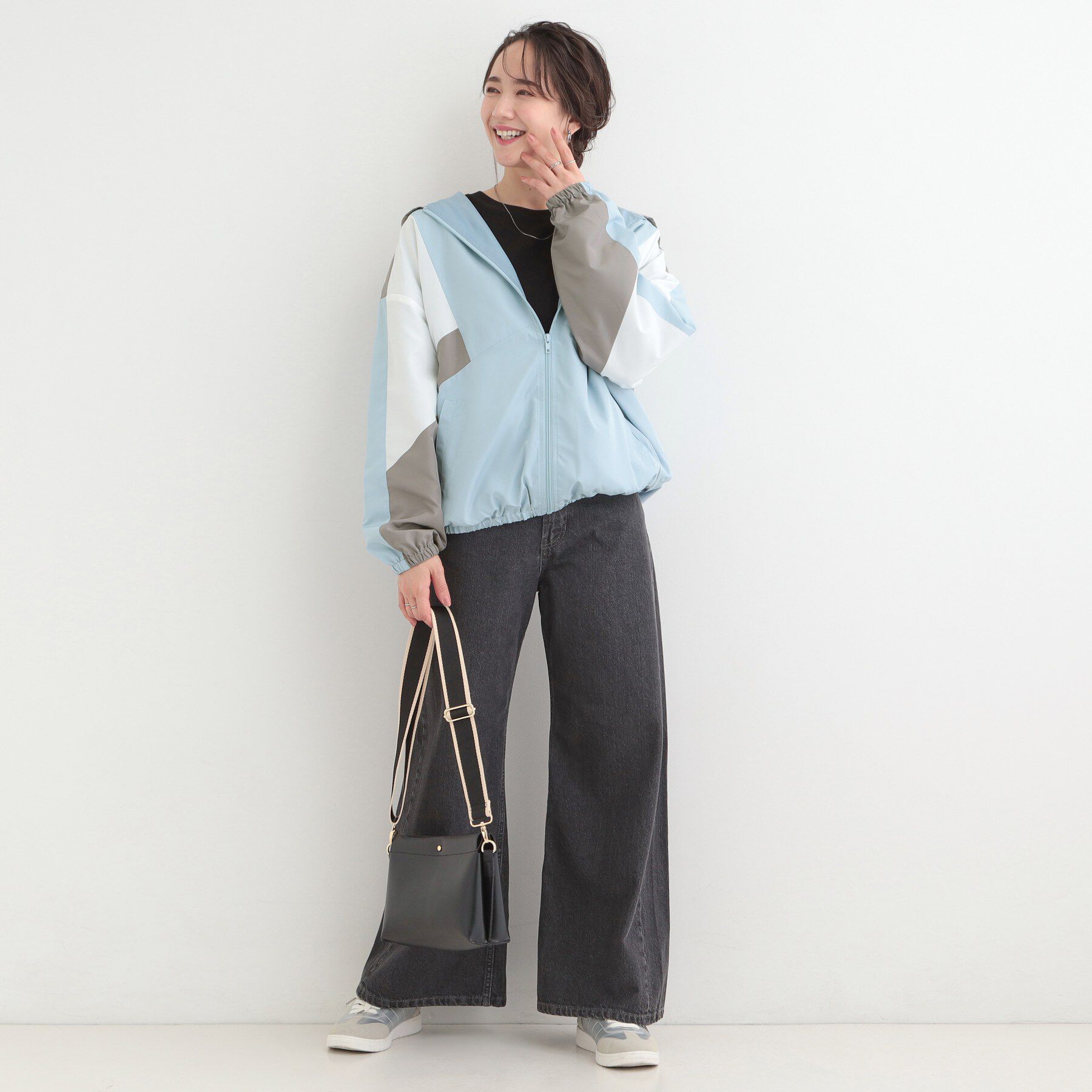 SHOO･LA･RUE「配色フードブルゾン」|ブルゾン・スタジャン|