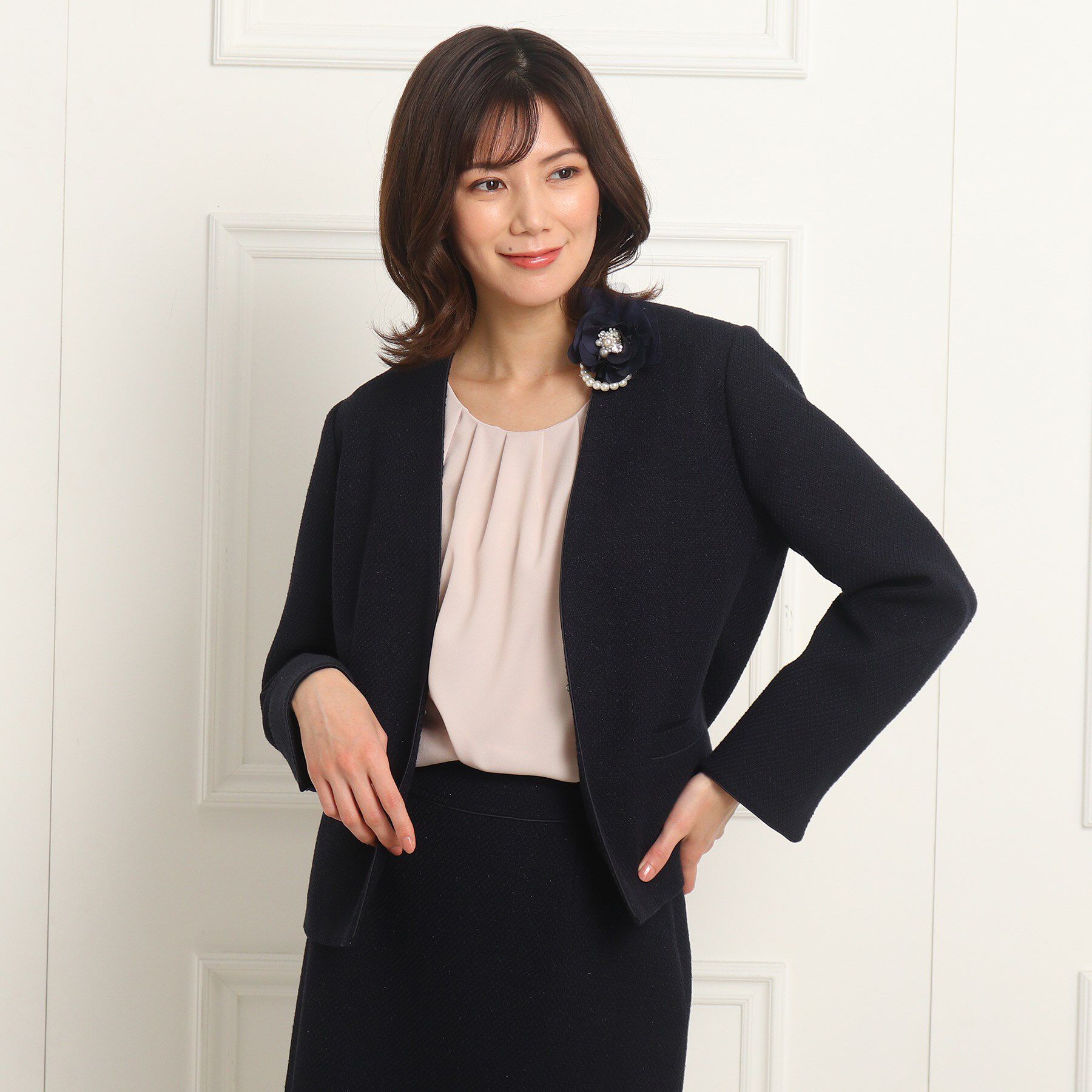 Dessin「Vネックジャケット＜S～L＞」|スーツ|ネイビー(093)