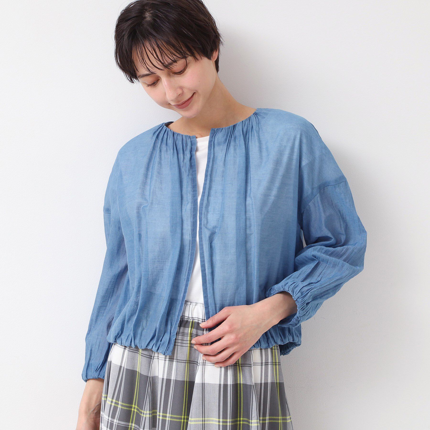 Dessin「【洗える】シアーデニムギャザージャケット」|デニムジャケット|