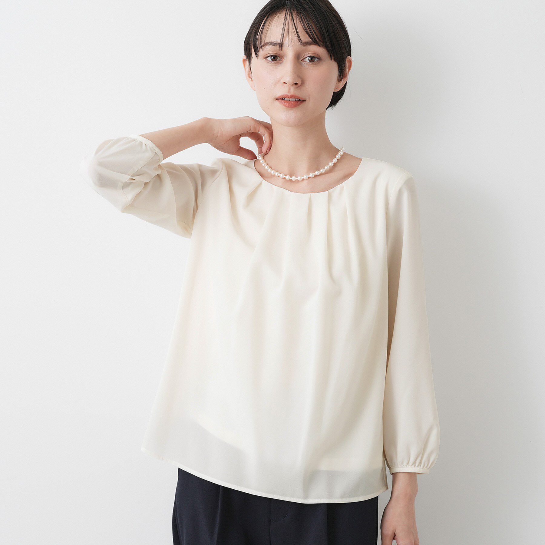 Dessin「【入卒/セレモニー/洗える】ジョーゼットブラウス」|シャツ・ブラウス|オフホワイト(003