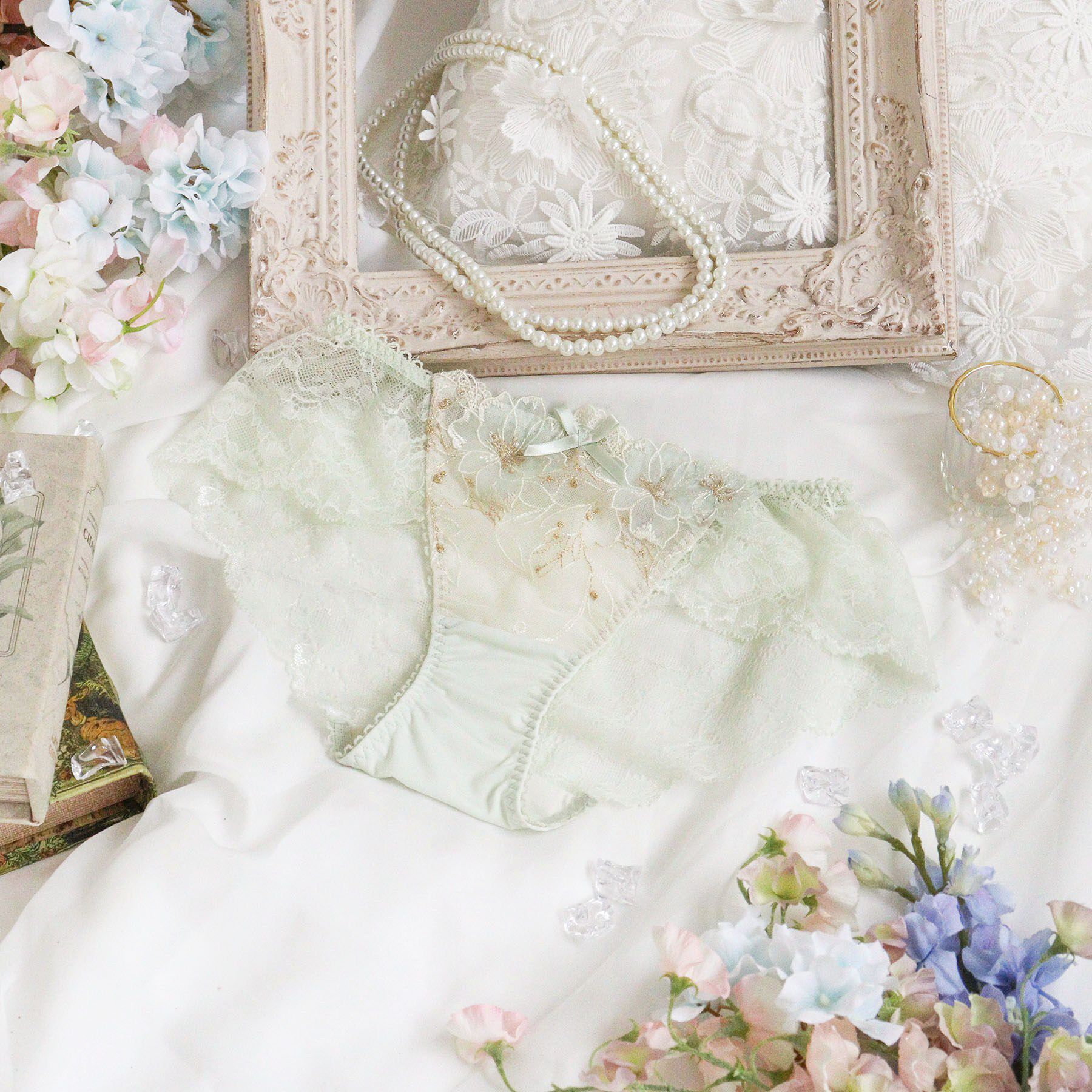 Risa Magli「リカルダ レースショーツ」|インナー|ミントグリーン(02