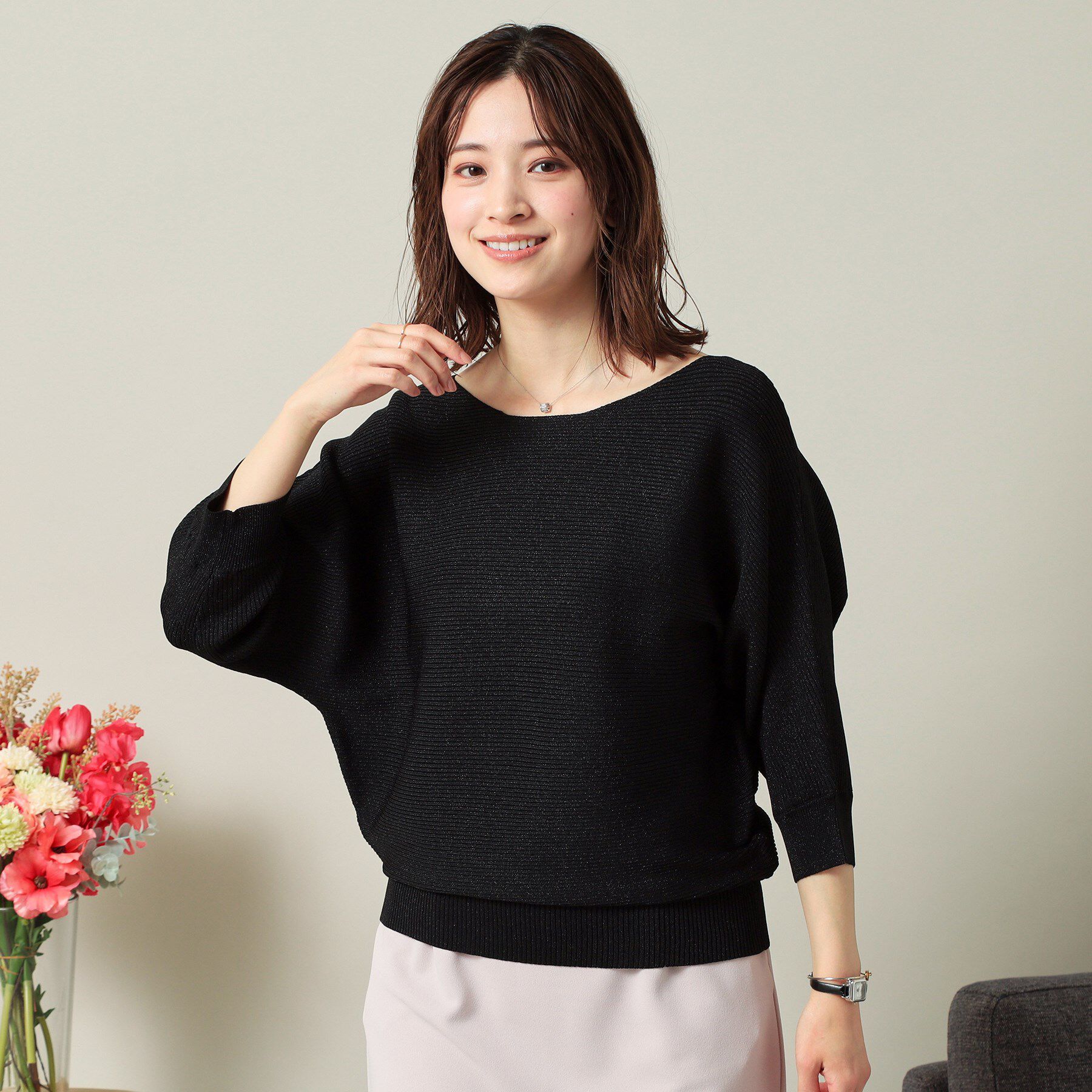 ITS&rsquo;DEMO「【UVケア／アンチピリング／洗濯機OK】ラメリブドルマンニット」|ニット・セーター|