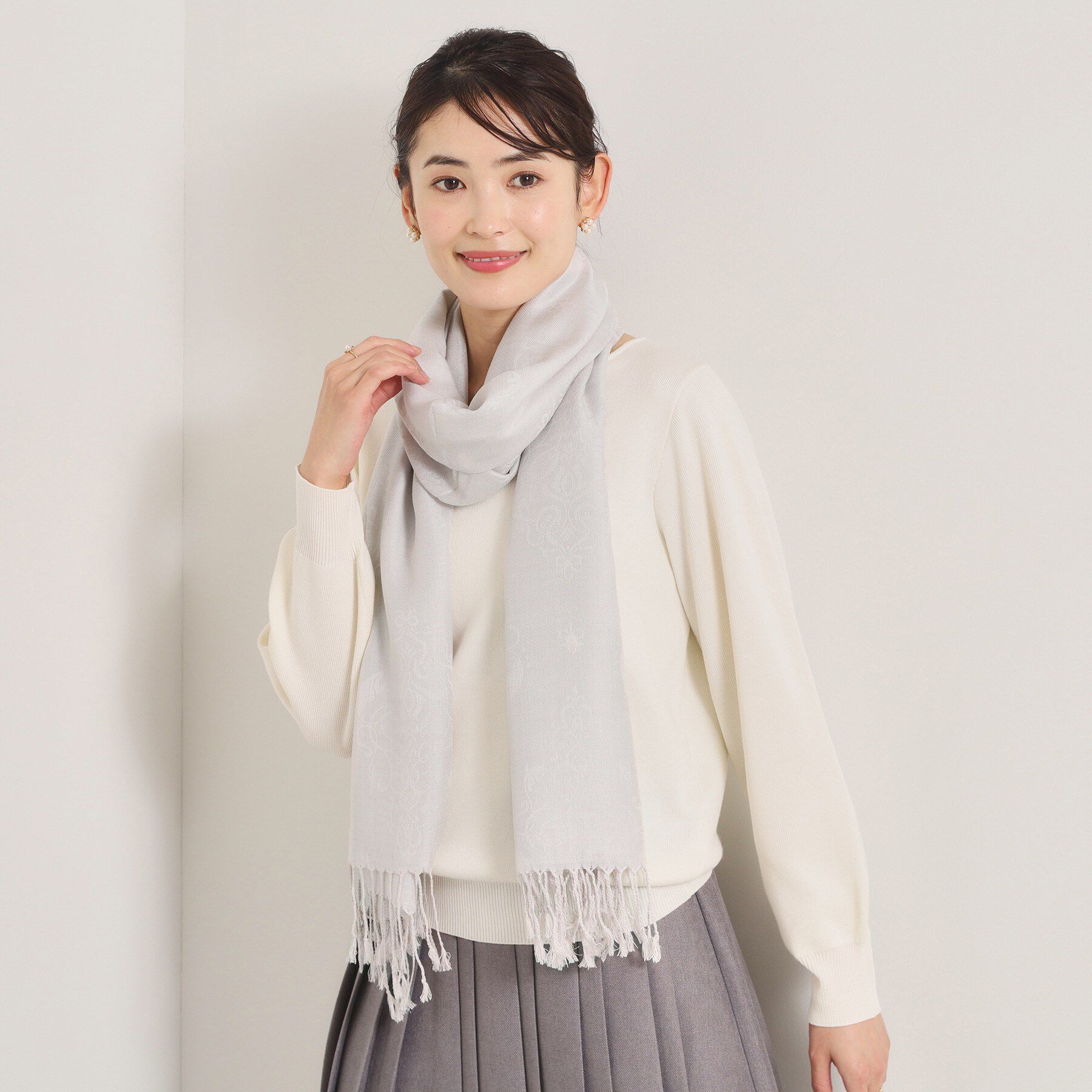 ITS&rsquo;DEMO「【手洗い可】ダマスク柄ストール」|ストール|