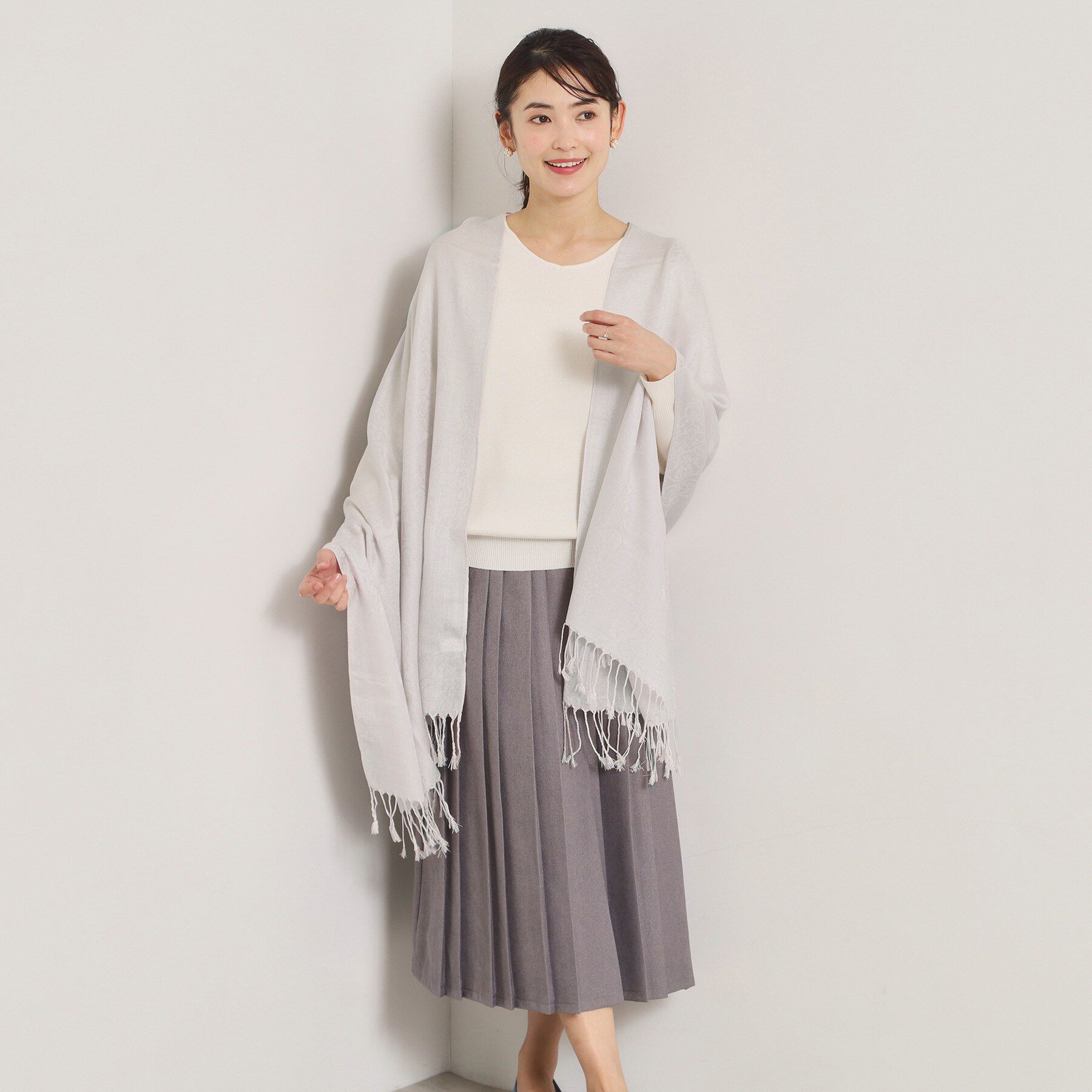 ITS&rsquo;DEMO「【手洗い可】ダマスク柄ストール」|ストール|