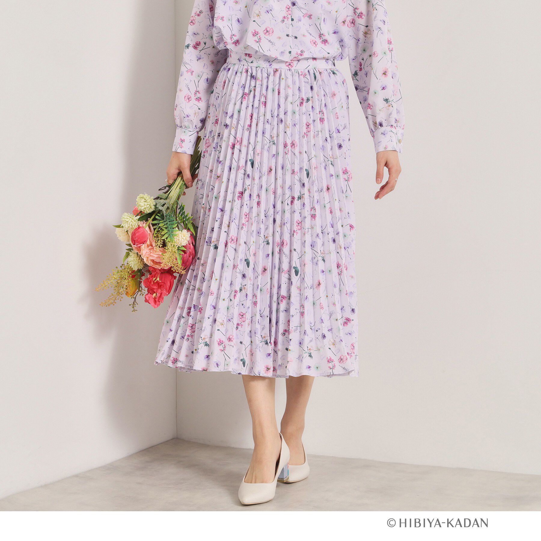 ITS&rsquo;DEMO「【ITS&rsquo;DEMO &times; HIBIYA－KADAN】楊柳プリーツスカート」|スカート|ラベンダー(180)