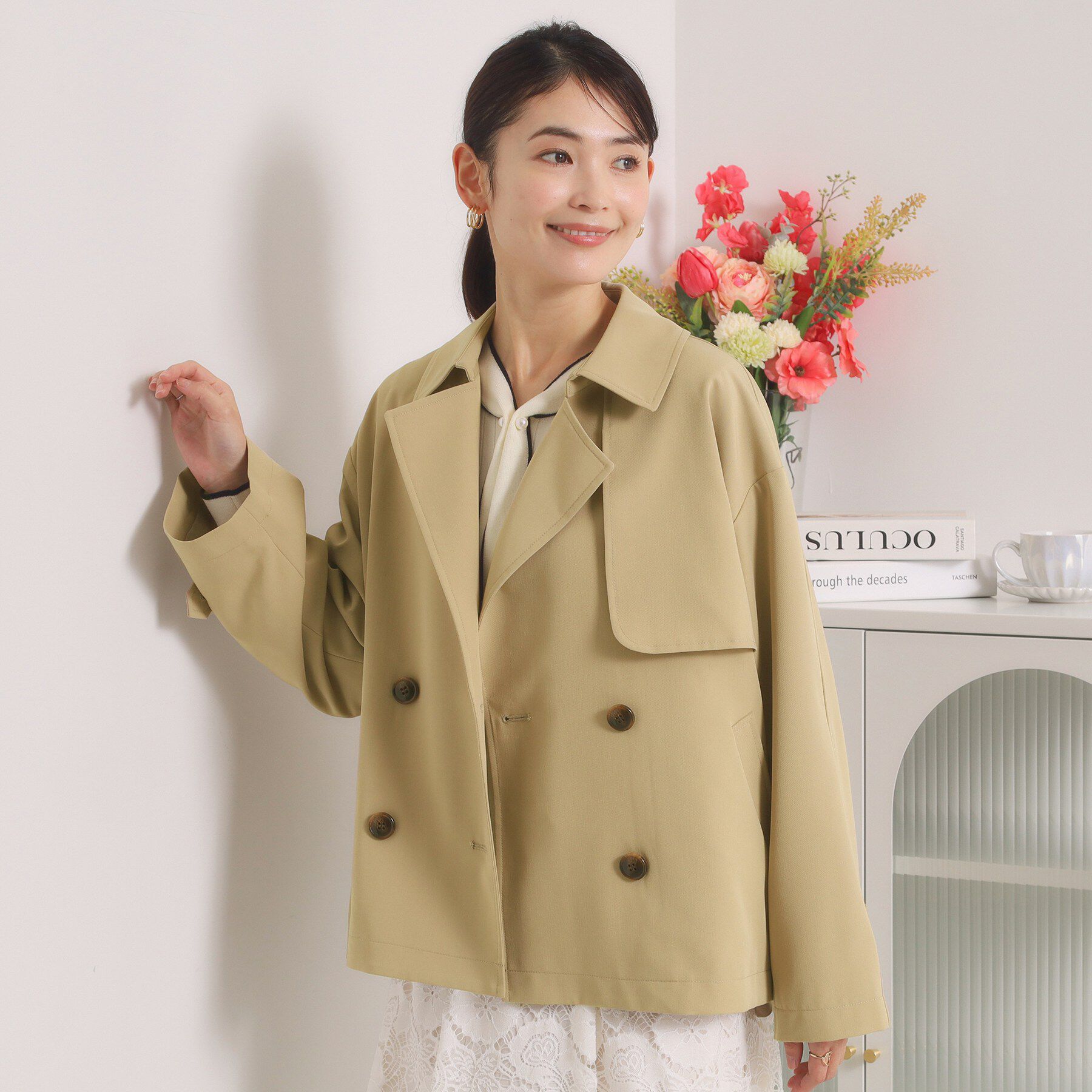 ITS&rsquo;DEMO「【撥水／花粉防止／手洗い可】ショートトレンチコート」|トレンチコート|