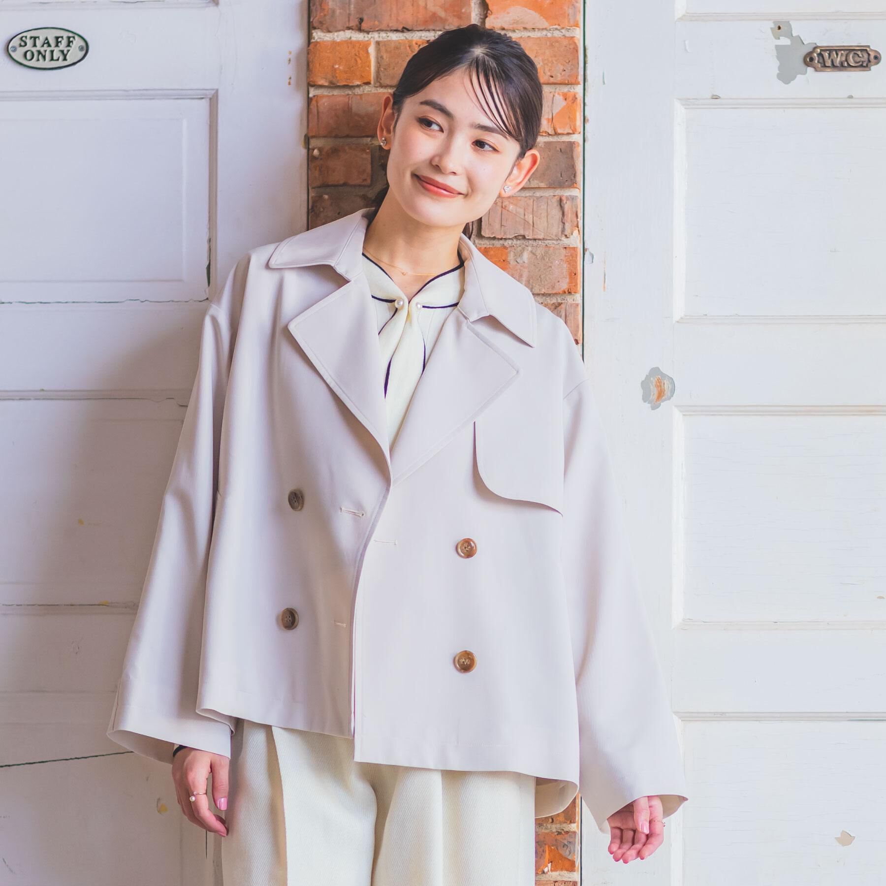 ITS&rsquo;DEMO「【撥水／花粉防止／手洗い可】ショートトレンチコート」|トレンチコート|