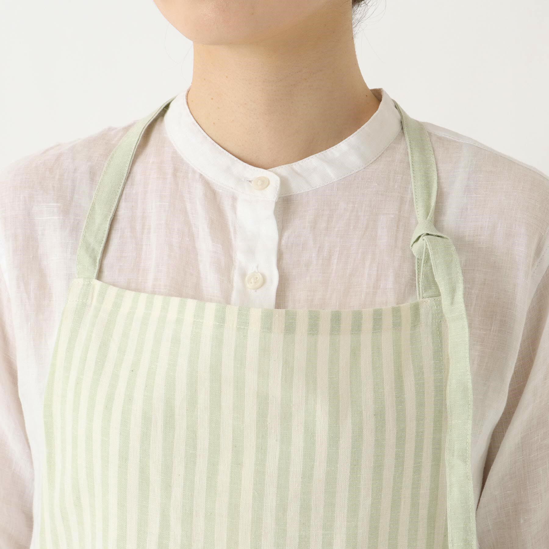 212 KITCHEN STORE「ブロックストライプ リネンコットン フルエプロン LGR ＜212Kオリジナル ＞」|食器・キッチングッズ|