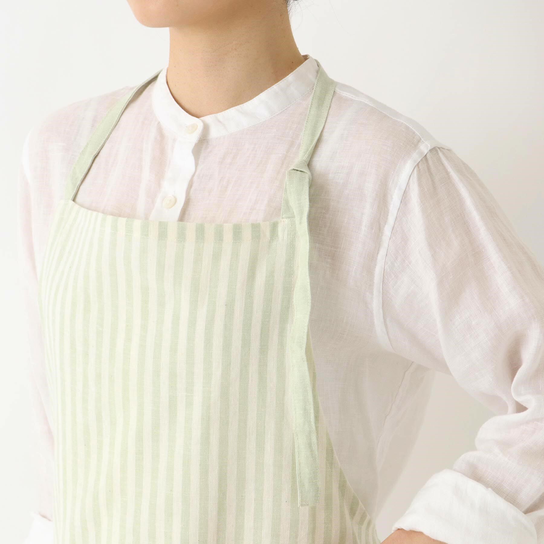 212 KITCHEN STORE「ブロックストライプ リネンコットン フルエプロン LGR ＜212Kオリジナル ＞」|食器・キッチングッズ|