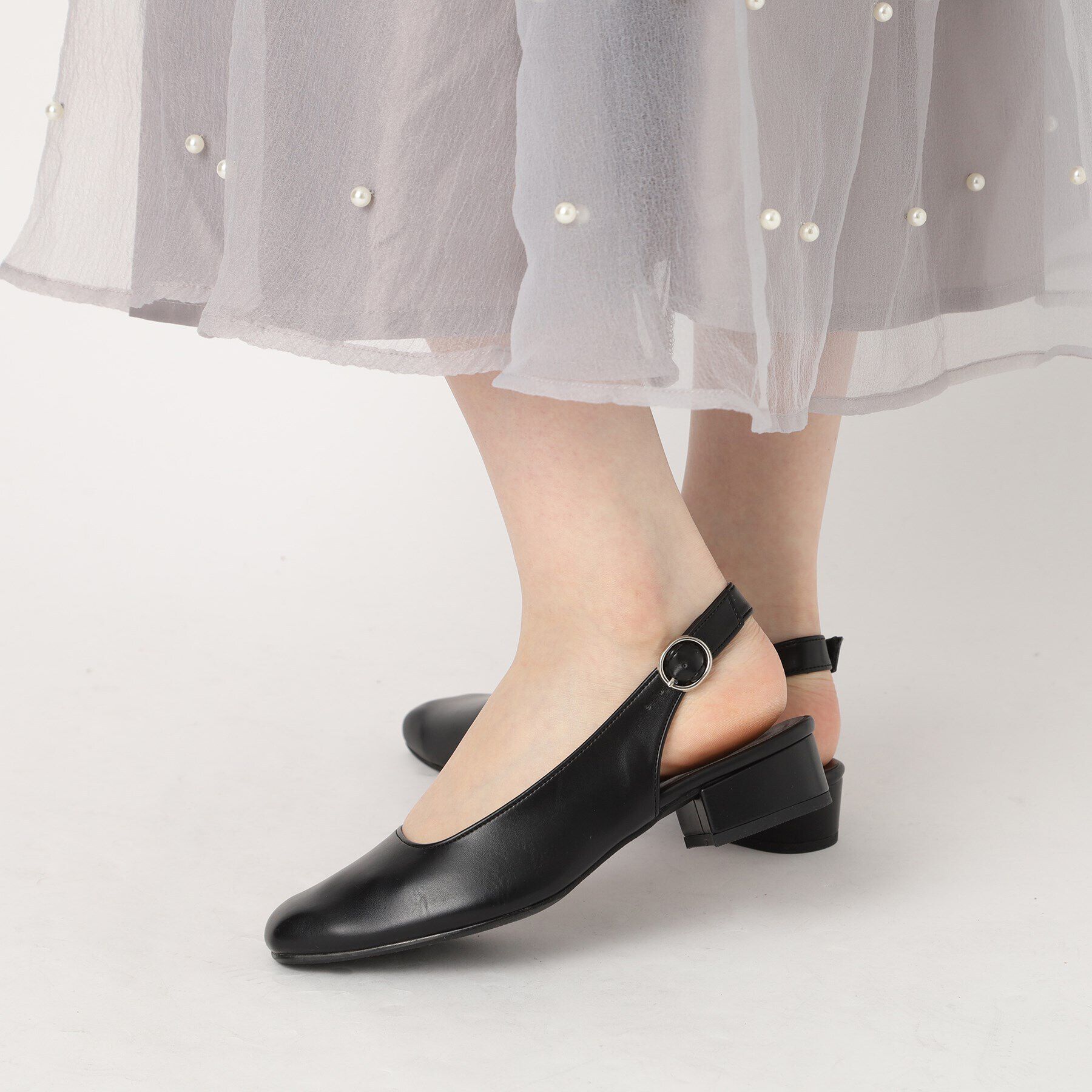 ESPERANZA「ソフトスクエアバックストラップフラットパンプス」|パンプス|