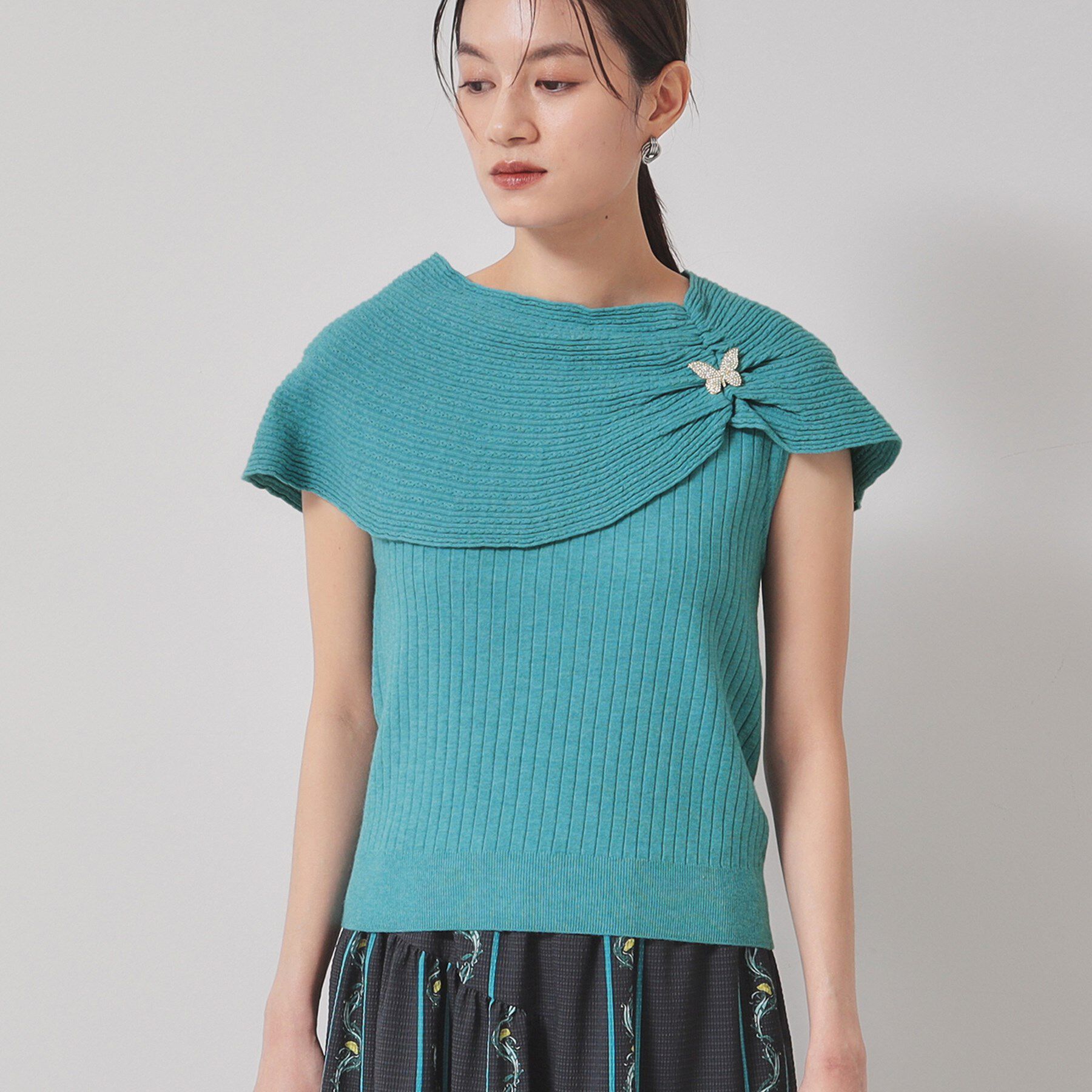 SunaUna「【2WAY／ケープ付き】フレンチスリーブニット」|ニット・セーター|