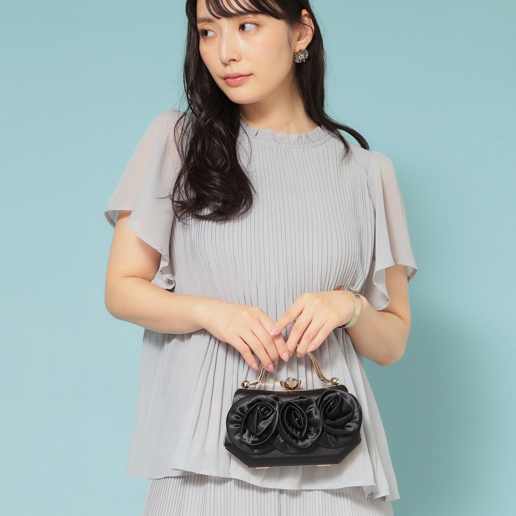 SunaUna「【2Way】フラワーモチーフパーティバッグ」|ハンドバッグ|