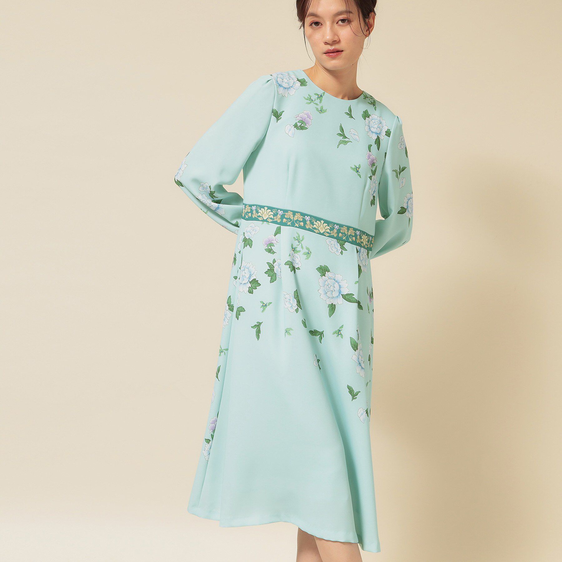 SunaUna「【co creation and yours／SS～L】オリエンタルプリントワンピース」|ワンピース|ミントグリーン(22