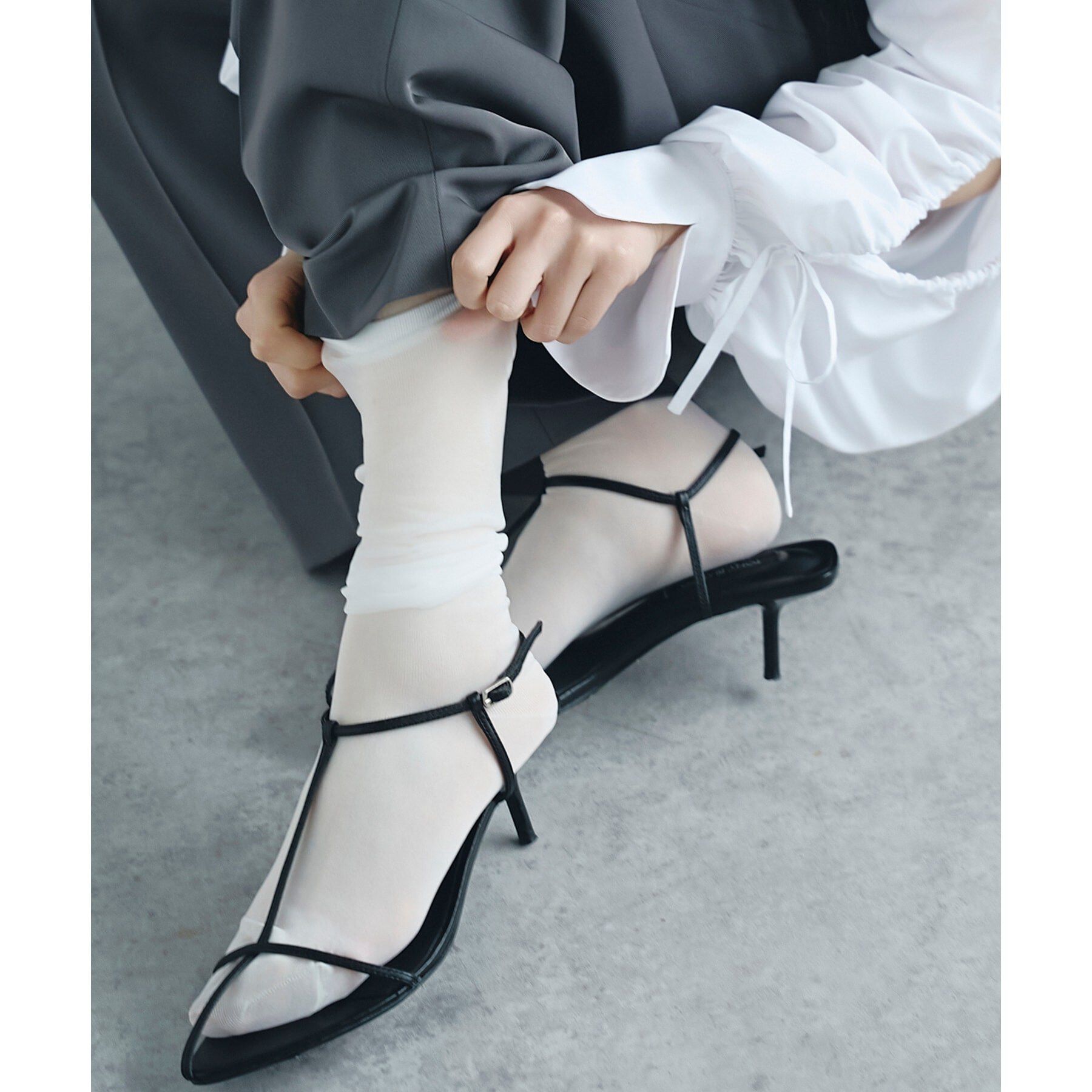 CODE A「piedi nudi ｜ sheer high sox」|ソックス|