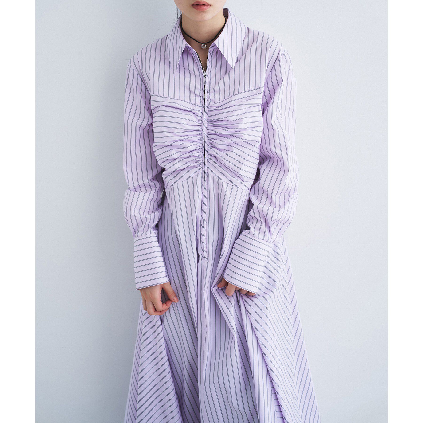 CODE A「stripe shirt dress」|ワンピース|