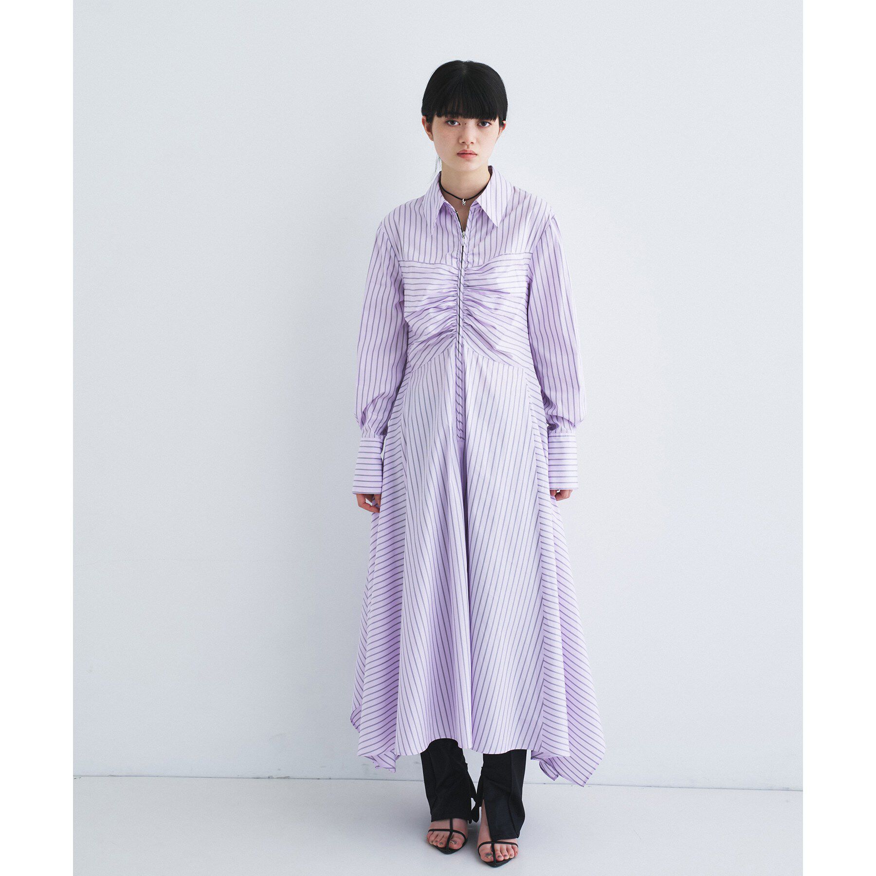 CODE A「stripe shirt dress」|ワンピース|