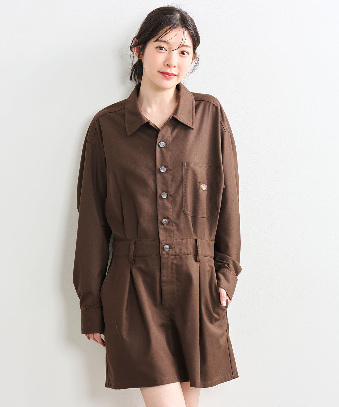 COCO DEAL「《COCO DEAL/Dickies(R)》シャツオールインワン」|オールインワン|ブラウン