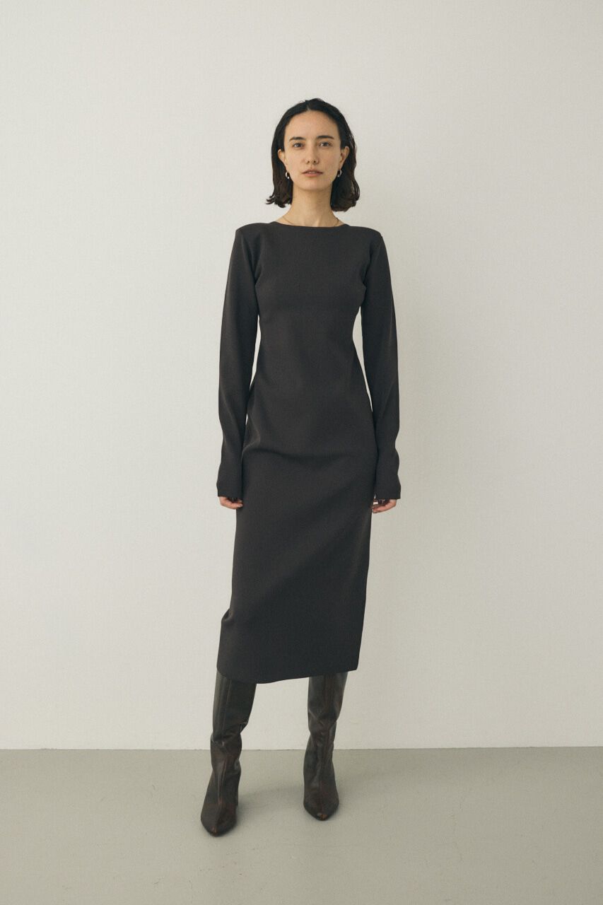 MOUSSY「バックオープンニットワンピース　リサイクルポリエステル使用」|ワンピース|BLK