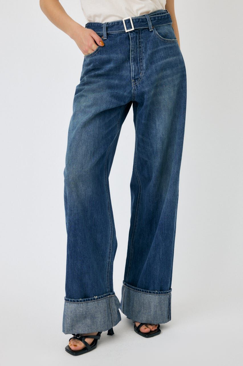 MOUSSY「BELTED WIDE ストレートデニム」|デニム|