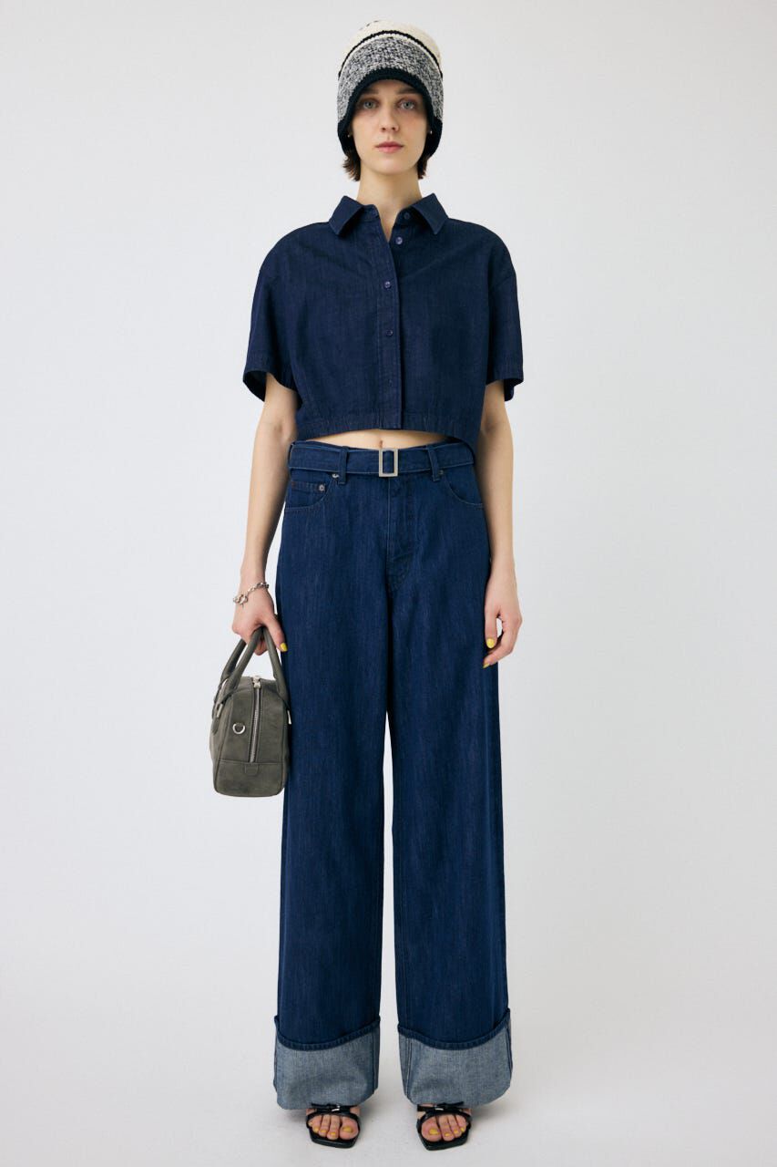 MOUSSY「BELTED WIDE ストレートデニム」|デニム|