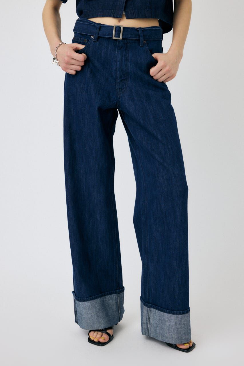 MOUSSY「BELTED WIDE ストレートデニム」|デニム|