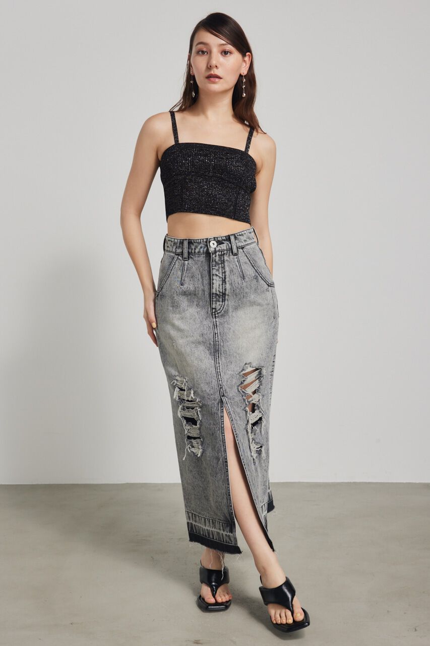 rienda「ビスチェライクKnitベアTOP」|チューブトップ|