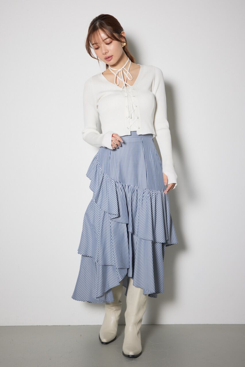 rienda「レースアップリブニットトップス」|ニット・セーター|