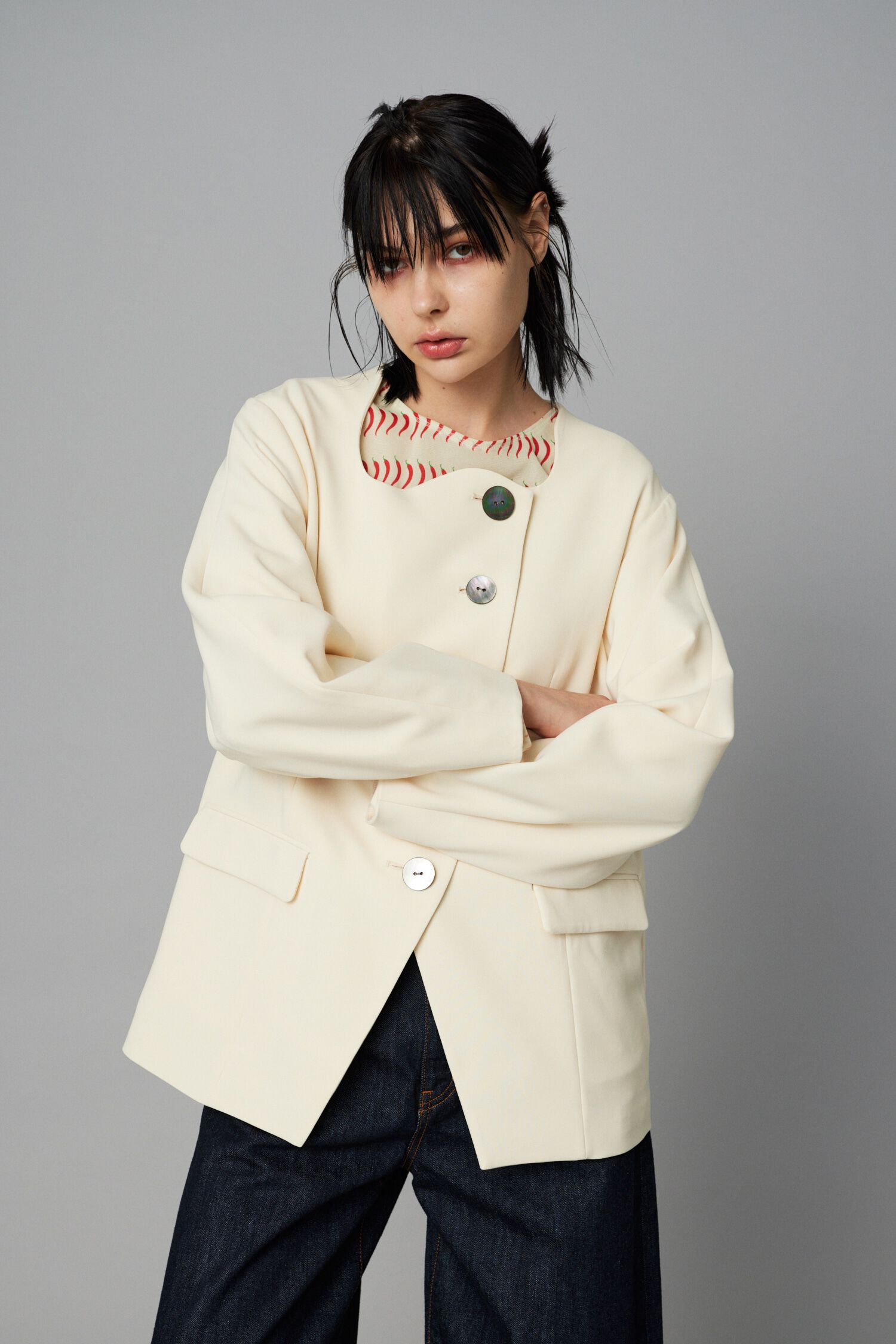 HeRIN.CYE「Wave neck jacket」|その他|O/WHT1