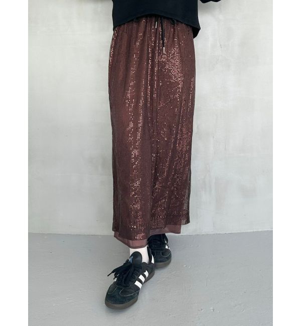 CALNAMUR「SPANGLE DRAWSTRINGS SK/スパンコールドロストスカート」|スカート|