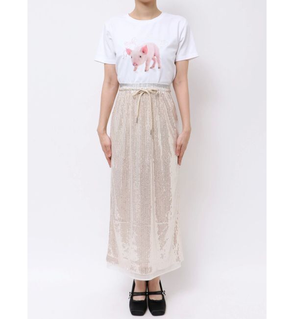 CALNAMUR「SPANGLE DRAWSTRINGS SK/スパンコールドロストスカート」|スカート|