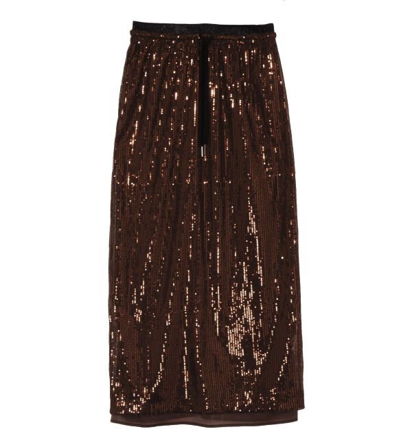 CALNAMUR「SPANGLE DRAWSTRINGS SK/スパンコールドロストスカート」|スカート|ブラウン