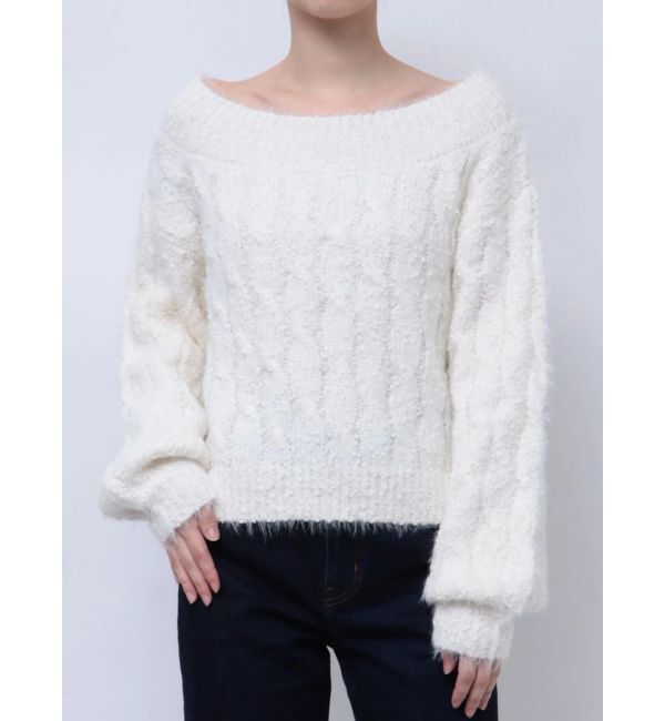 CALNAMUR「2WAY MIX YARN CABLE KNIT/２WAYヤーンケーブルニット」|ニット・セーター|ホワイト