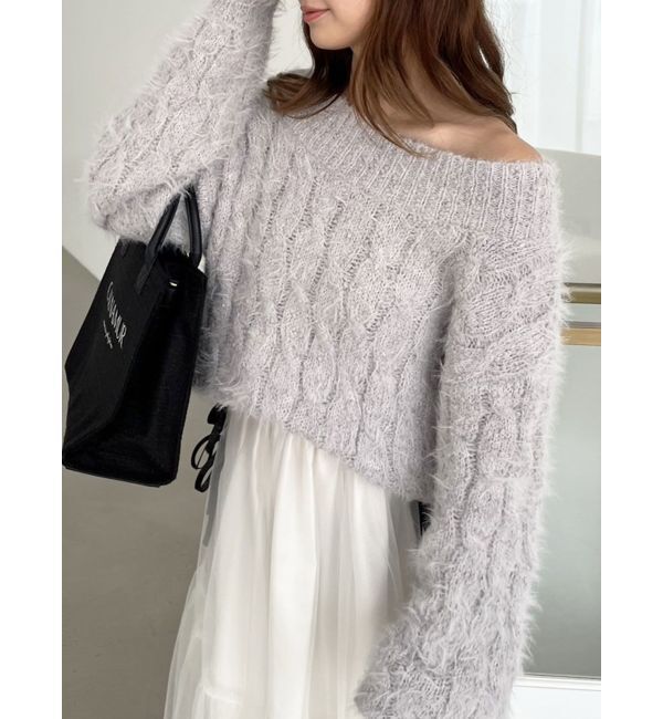 CALNAMUR「2WAY MIX YARN CABLE KNIT/２WAYヤーンケーブルニット」|ニット・セーター|