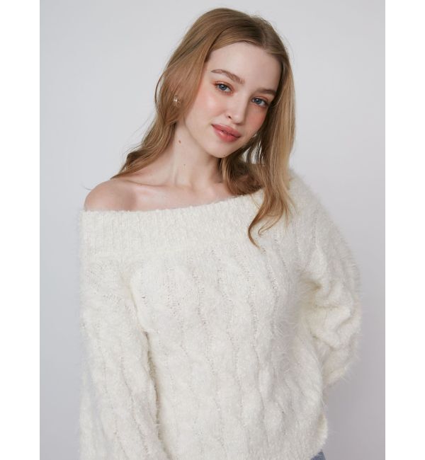 CALNAMUR「2WAY MIX YARN CABLE KNIT/２WAYヤーンケーブルニット」|ニット・セーター|