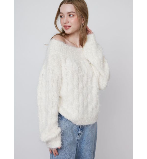 CALNAMUR「2WAY MIX YARN CABLE KNIT/２WAYヤーンケーブルニット」|ニット・セーター|