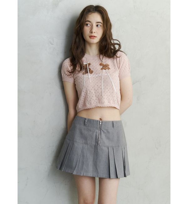 CALNAMUR「BEAR PRINT RIBBON KNIT /ベアプリントリボンニット」|ニット・セーター|