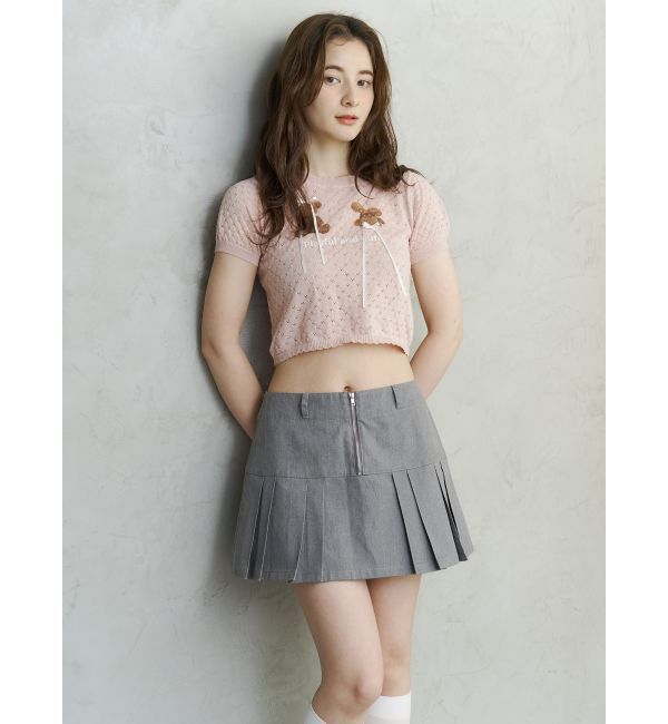 CALNAMUR「BEAR PRINT RIBBON KNIT /ベアプリントリボンニット」|ニット・セーター|