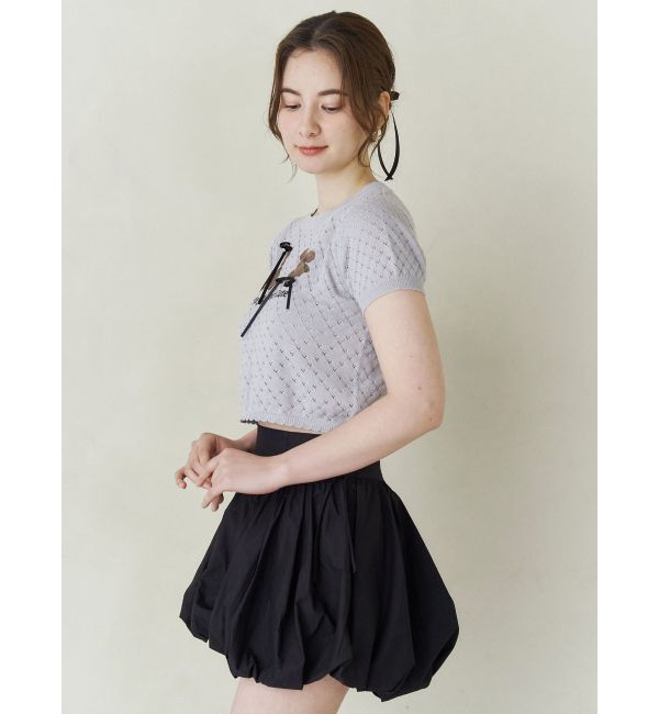 CALNAMUR「BEAR PRINT RIBBON KNIT /ベアプリントリボンニット」|ニット・セーター|