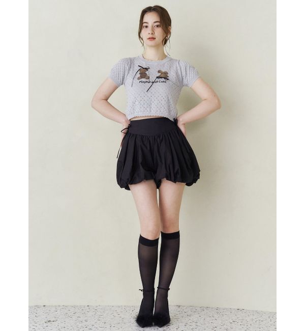 CALNAMUR「BEAR PRINT RIBBON KNIT /ベアプリントリボンニット」|ニット・セーター|