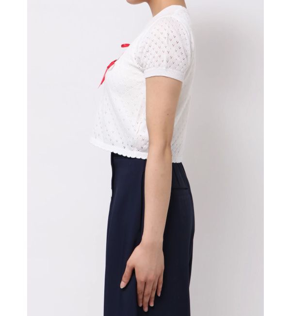 CALNAMUR「BEAR PRINT RIBBON KNIT /ベアプリントリボンニット」|ニット・セーター|