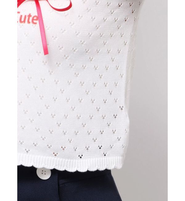 CALNAMUR「BEAR PRINT RIBBON KNIT /ベアプリントリボンニット」|ニット・セーター|