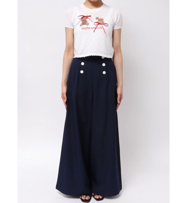 CALNAMUR「BEAR PRINT RIBBON KNIT /ベアプリントリボンニット」|ニット・セーター|