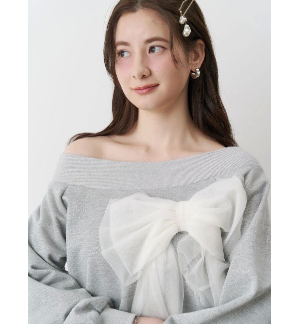 CALNAMUR「2WAY RIBBON SWEAT/２WAYリボンスウェット」|Tシャツ・カットソー|