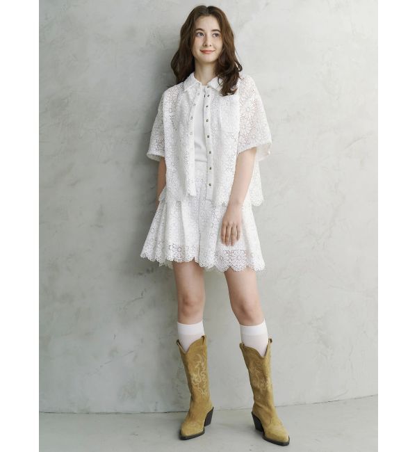 CALNAMUR「FLOWER LACE HALF SLEEVE SHIRTS/フラワーレースハーフスリーブシャツ」|シャツ・ブラウス|