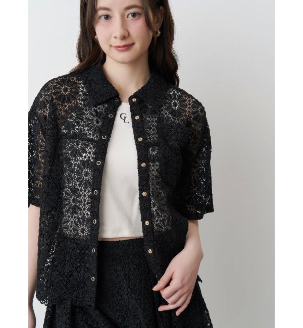 CALNAMUR「FLOWER LACE HALF SLEEVE SHIRTS/フラワーレースハーフスリーブシャツ」|シャツ・ブラウス|