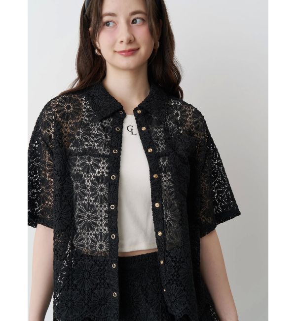 CALNAMUR「FLOWER LACE HALF SLEEVE SHIRTS/フラワーレースハーフスリーブシャツ」|シャツ・ブラウス|