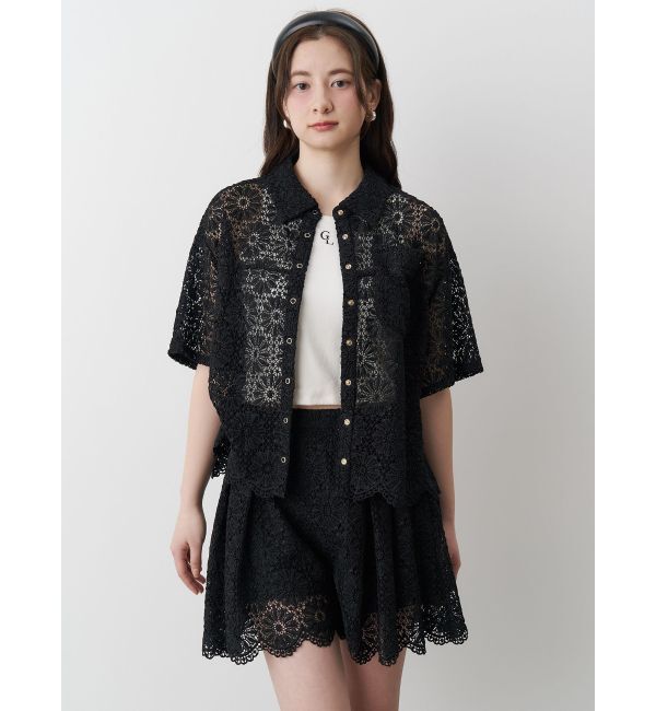 CALNAMUR「FLOWER LACE HALF SLEEVE SHIRTS/フラワーレースハーフスリーブシャツ」|シャツ・ブラウス|