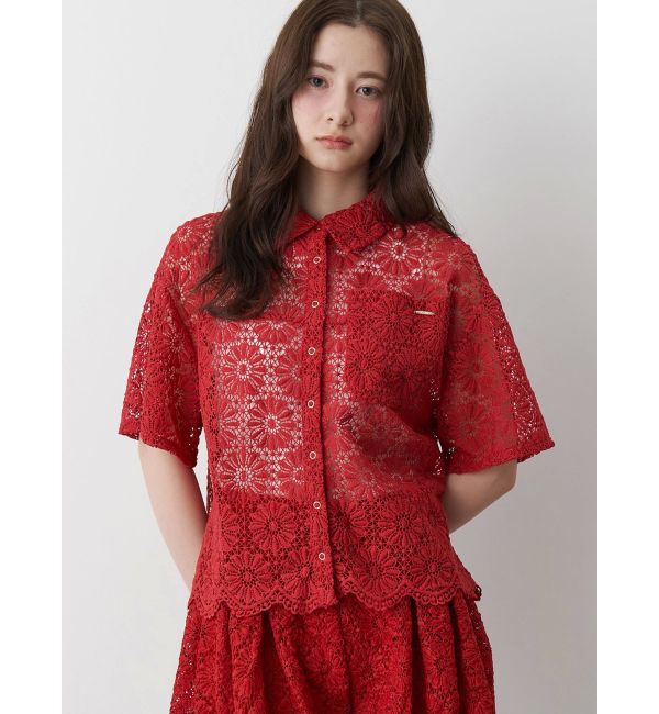 CALNAMUR「FLOWER LACE HALF SLEEVE SHIRTS/フラワーレースハーフスリーブシャツ」|シャツ・ブラウス|