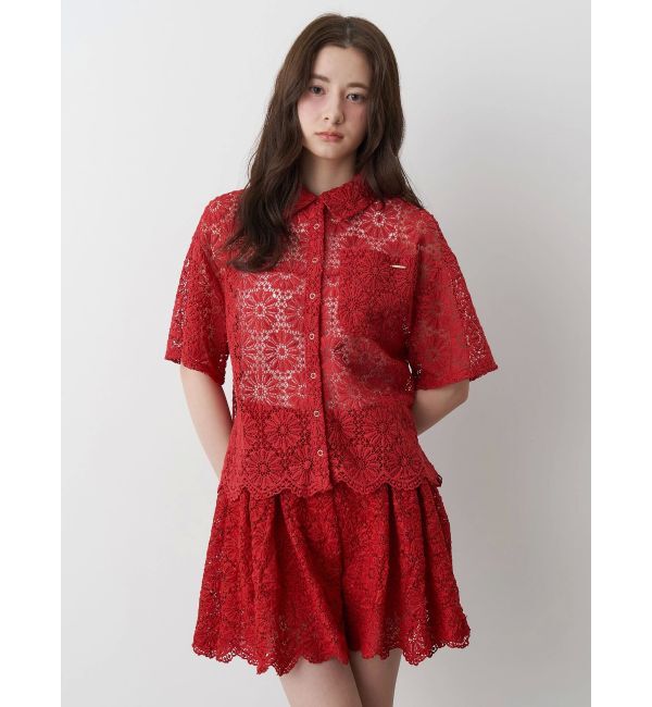 CALNAMUR「FLOWER LACE HALF SLEEVE SHIRTS/フラワーレースハーフスリーブシャツ」|シャツ・ブラウス|