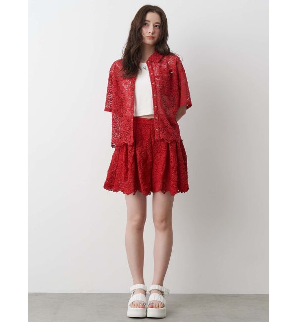 CALNAMUR「FLOWER LACE HALF SLEEVE SHIRTS/フラワーレースハーフスリーブシャツ」|シャツ・ブラウス|